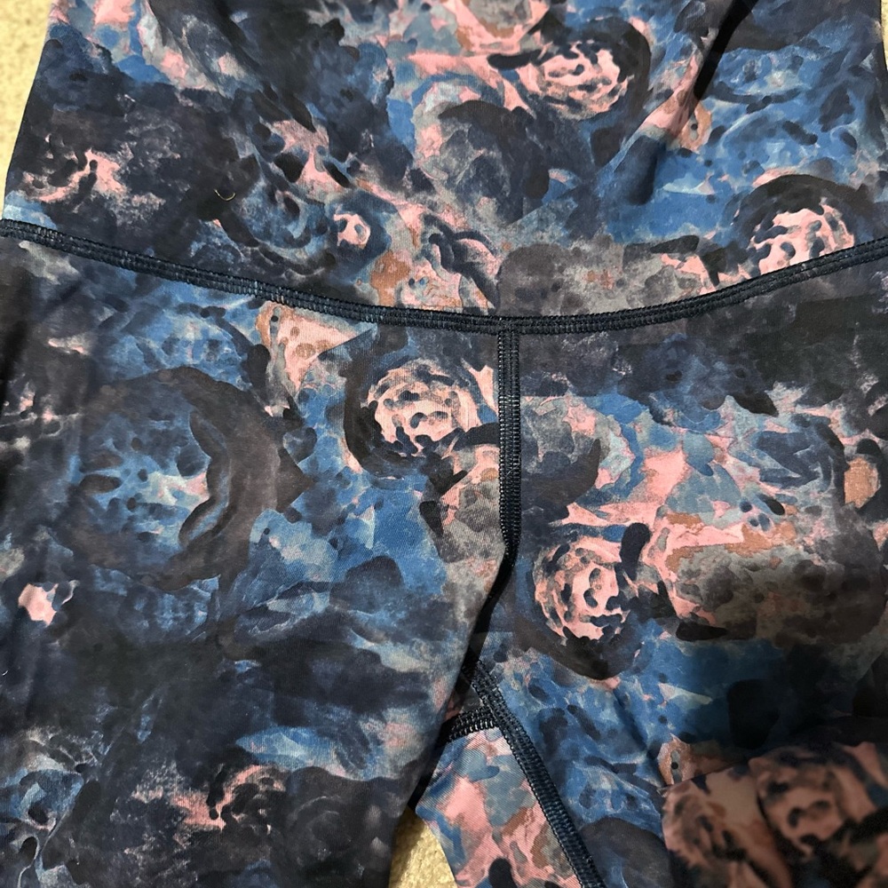 lululemon athletica Blue and Pink Floral Leggings
